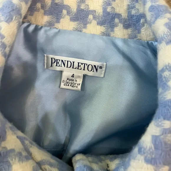 Pendleton Houndstooth Virgin Wool Pea Coat - Picture 2 of 5
